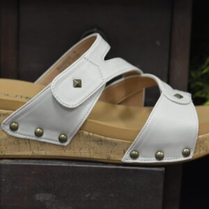 grommet cork leather wedge