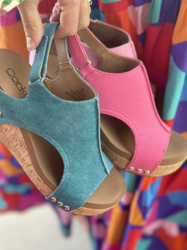 canvas limited edition corky carley cork bottom wedges multi dress