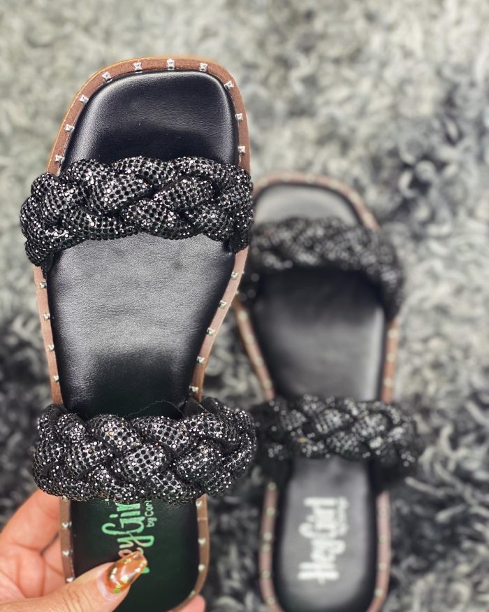 Corkys Black Rhinestone Don't Get It Twisted Sandal - Image 4
