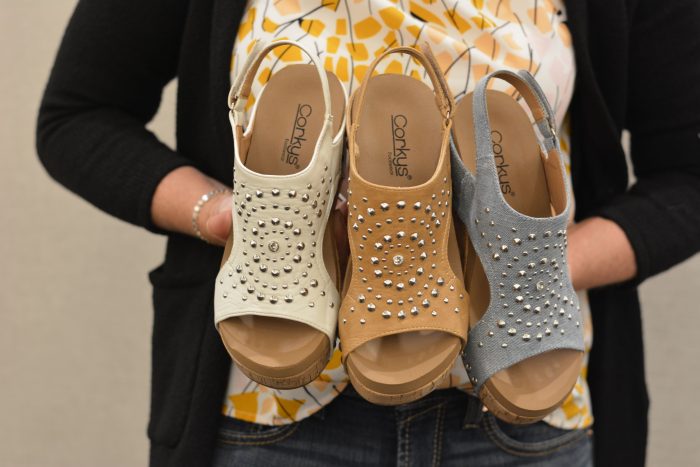 embellished wedge with cork bottom