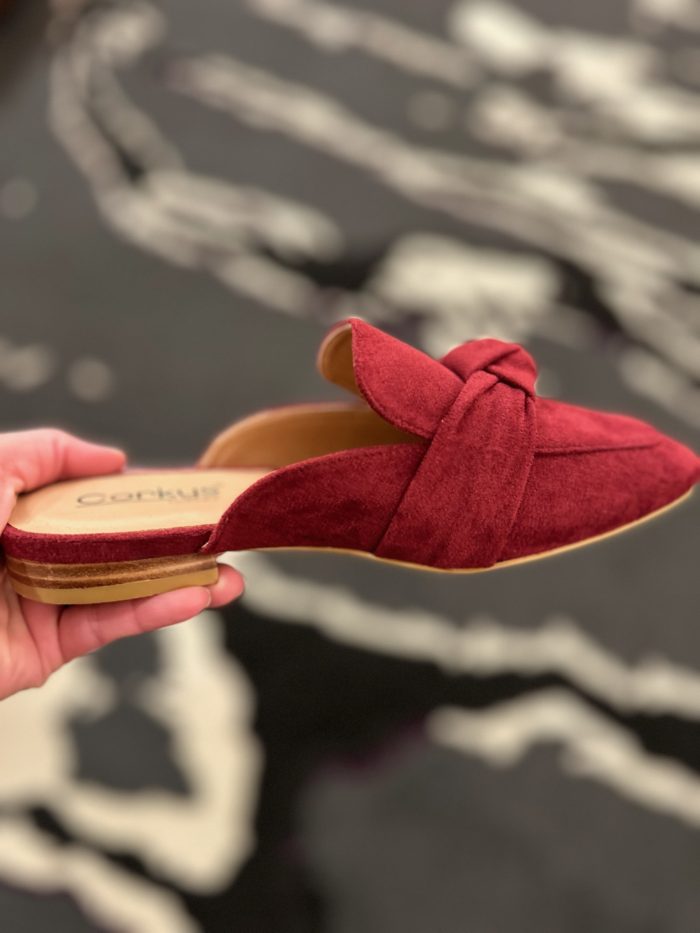 Corkys Burgundy Faux Suede Clingy Flat