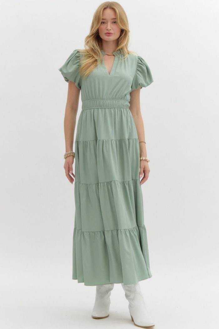 Bubble Sleeve Maxi Dress by Entro - Image 4