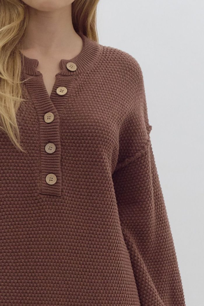 Waffle Knit Button Sweater Dress by Entro - Image 5