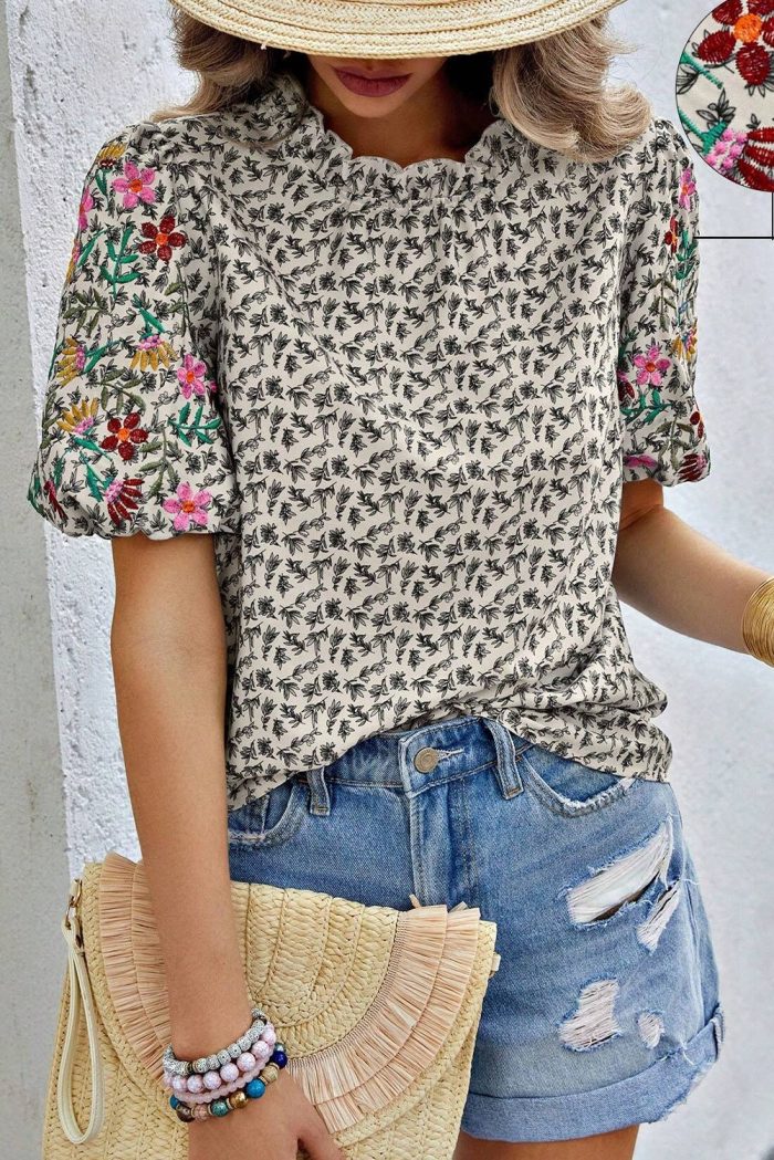 Multi Colored Embroidered Blouse - Image 4