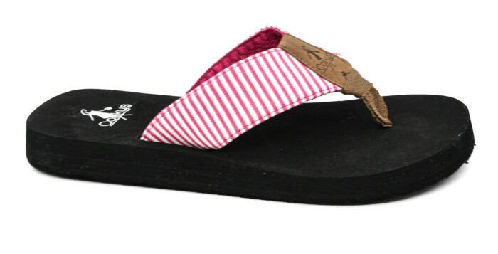 Corkys Pink and White stripe Summer Break Flip Flops