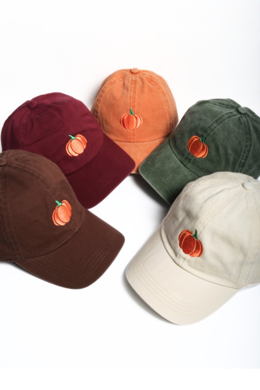 Pumpkin Embroidery Fall Baseball Cap