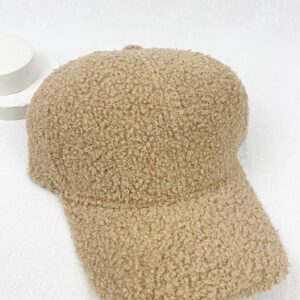 Teddy Fleece Taupe Faux Lamb Baseball Cap
