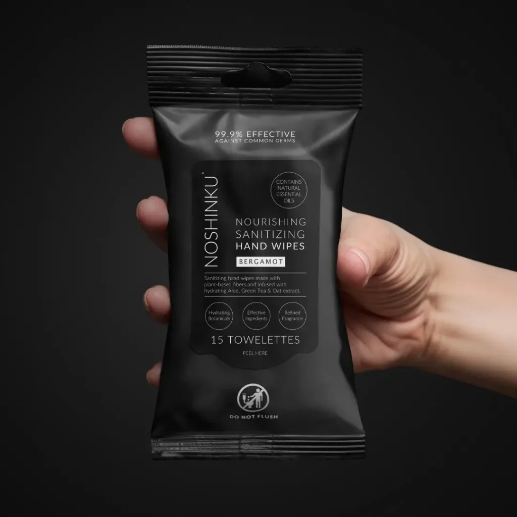Noshinku Bergamot Nourishing Hand Sanitizing Travel Wipes