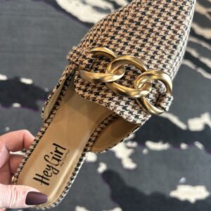 Corkys Playin For Keeps Black Tan Houndstooth Flat