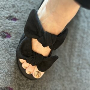 Corkys Black Faux Suede Bowed Up Wedge