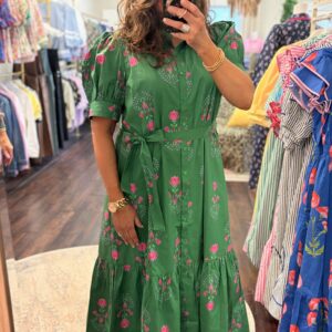 Sugarlips Green and Pink Waste Knot belted dress