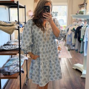 Mary Square Cooper Dress Botanica Blooms Blue