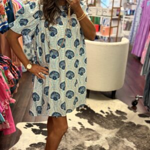 Blue and White Seashell Dress