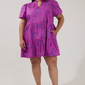 Sugarlips Candace Tiered Dress XS-3XL Fuchsia and Purple