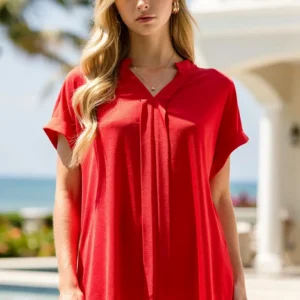 Red Pleated Lizzy Top