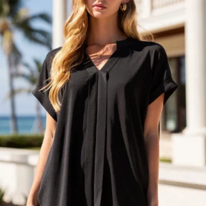 Black Pleated Lizzy Top